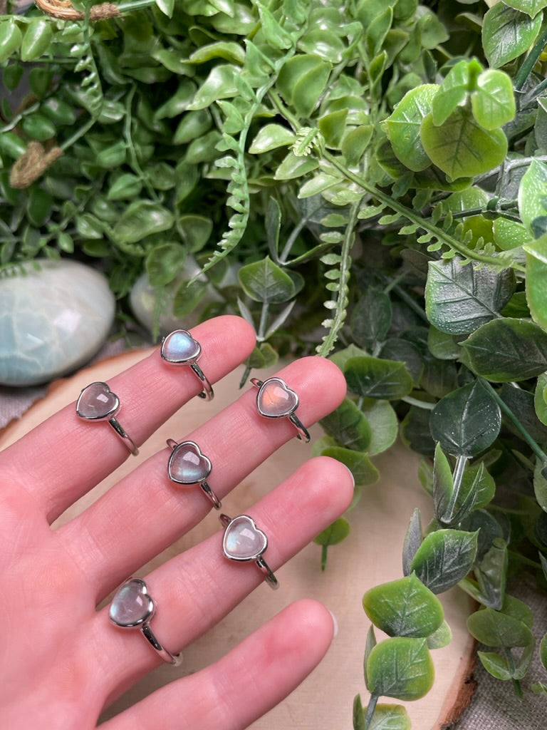 Labradorite Heart Adjustable Ring