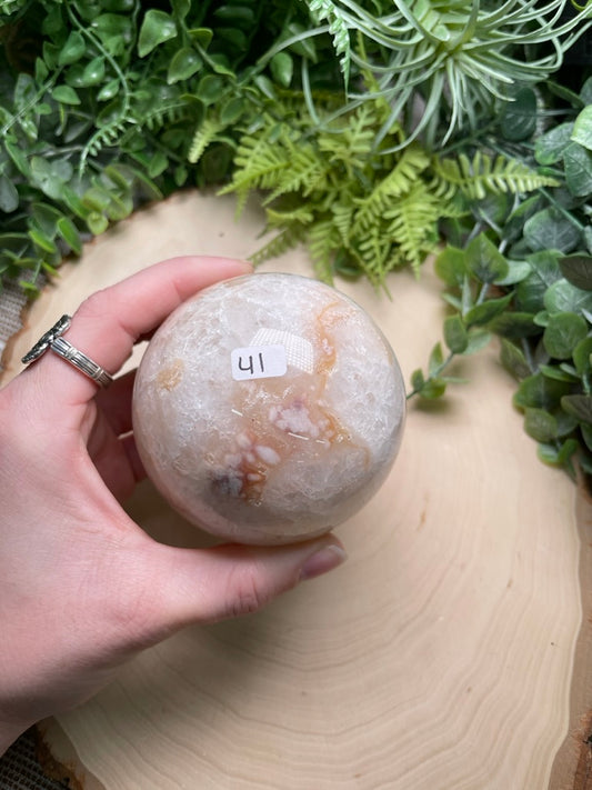 Quartz and Flower Agate Sphere