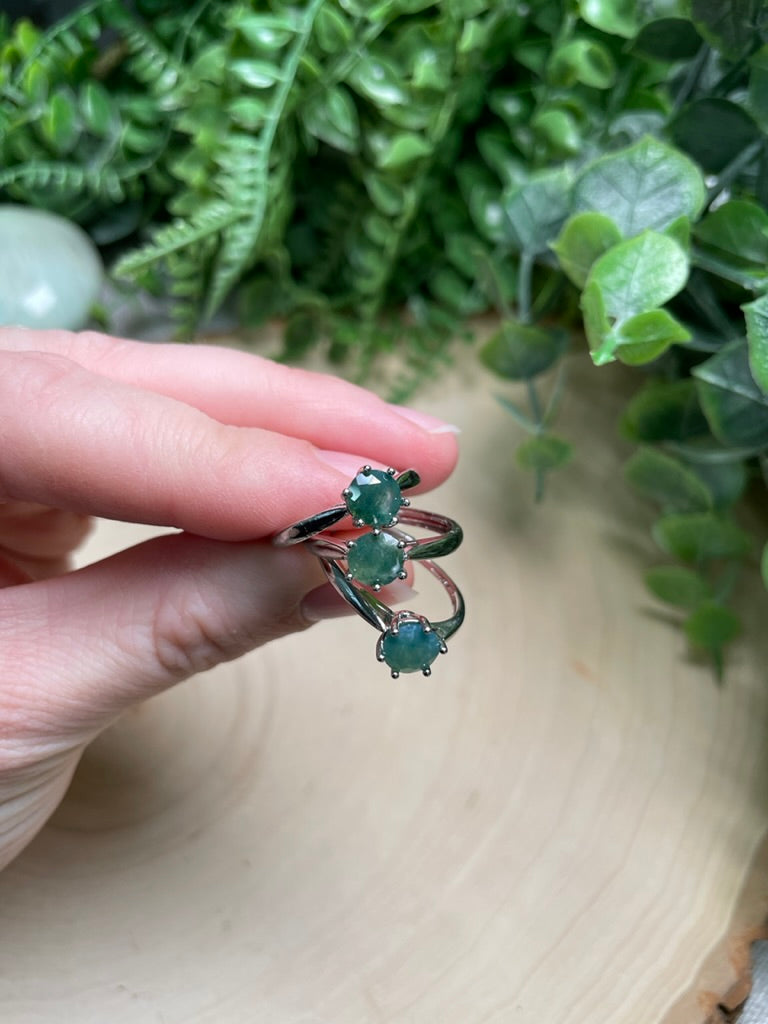 Moss Agate Adjustable Ring