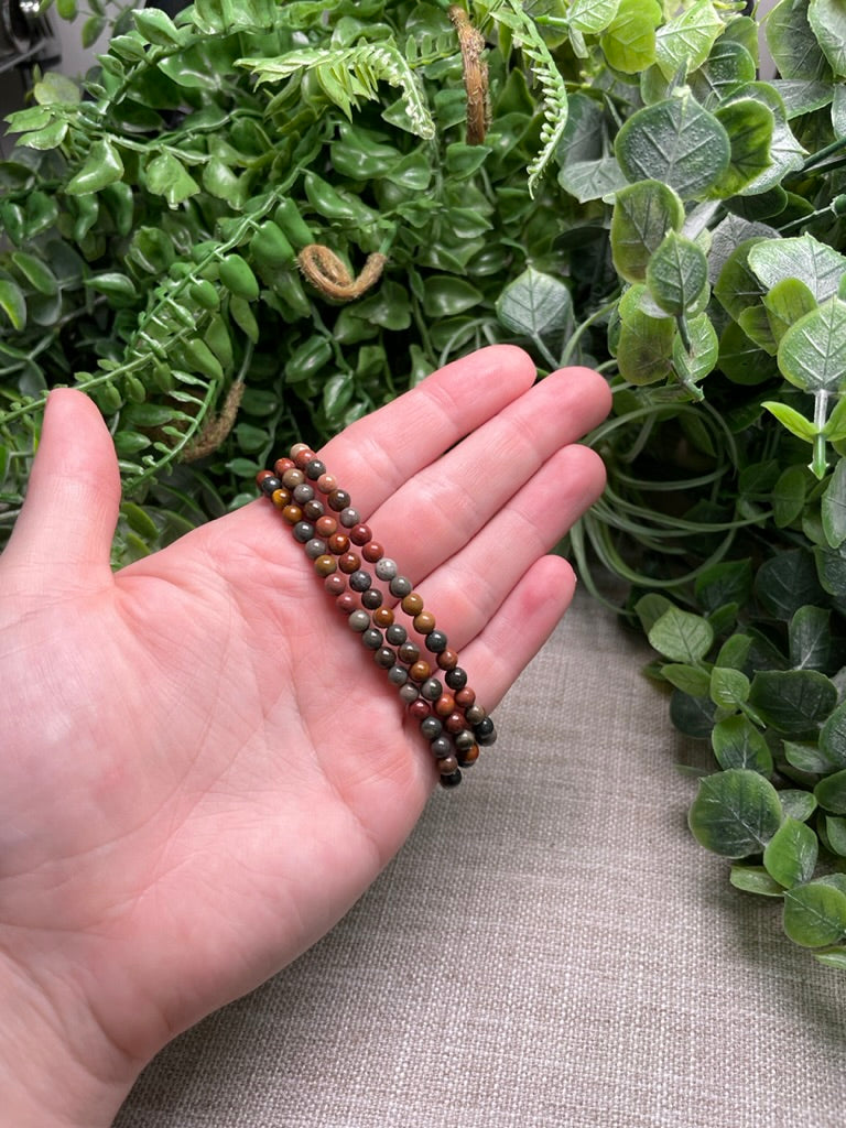 Polychrome Jasper 4mm Beaded Bracelet