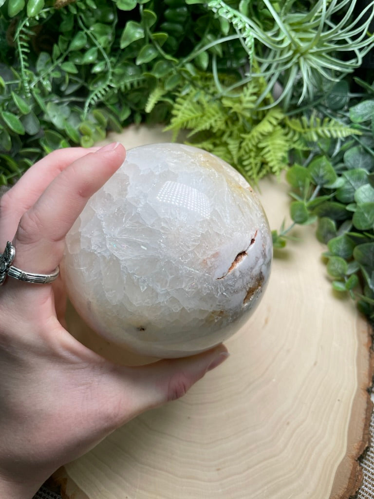 Quartz and Flower Agate Sphere