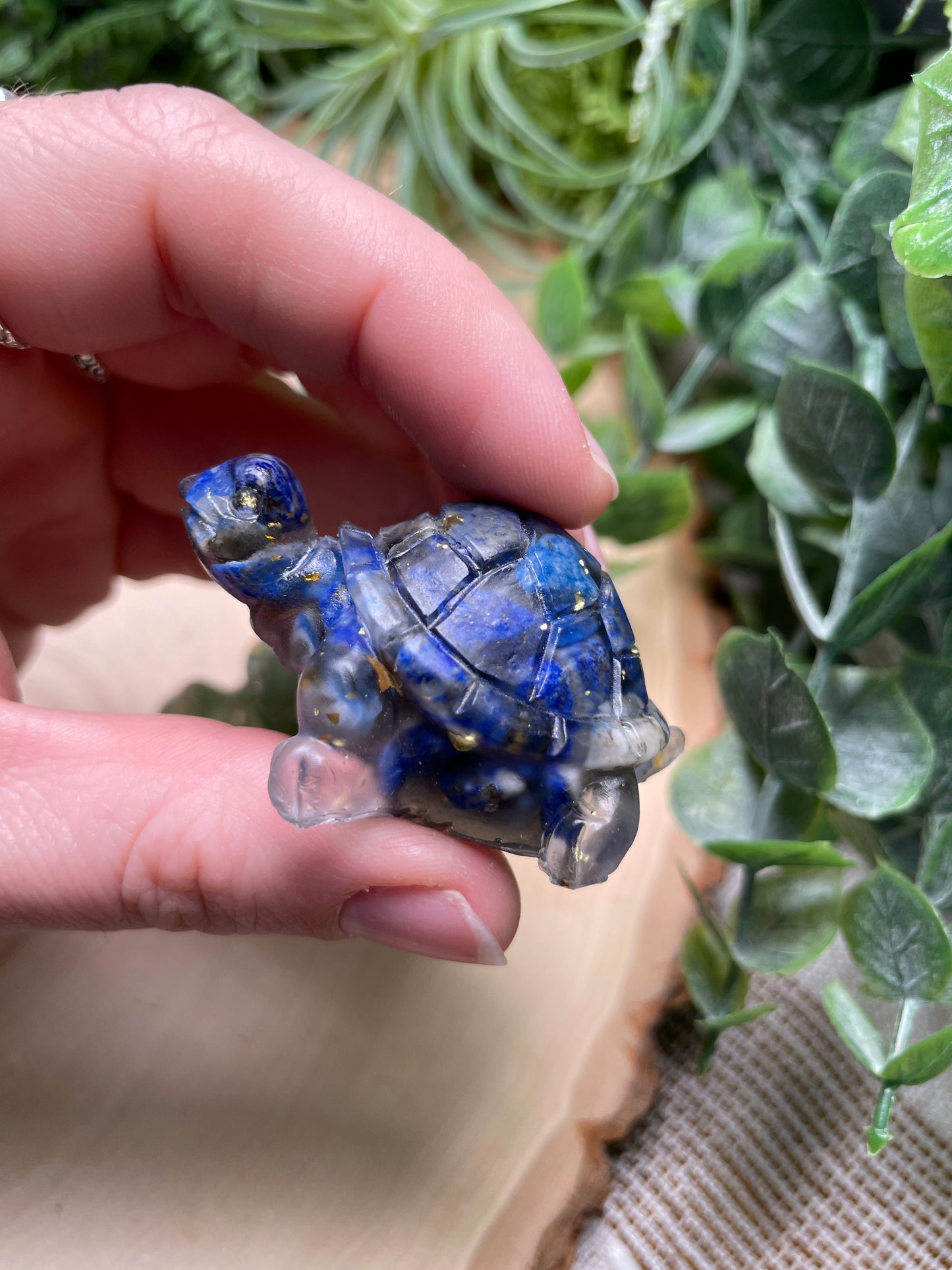 Resin Turtles with Crystal Chips