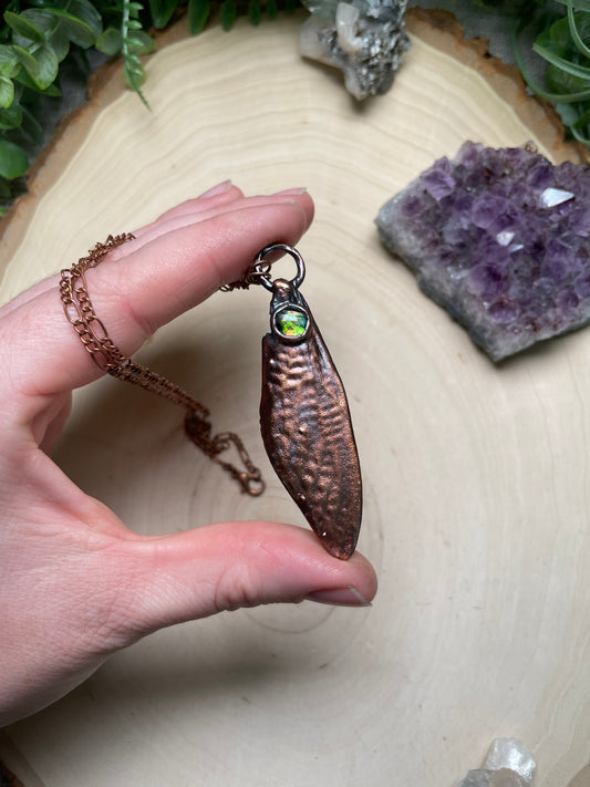 Abalone Shell Cicada Wing Necklace