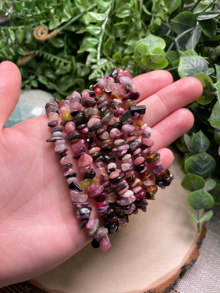 Watermelon Tourmaline Chip Bracelet