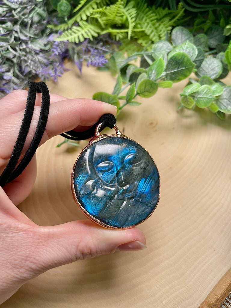 Labradorite Sun and Moon Necklace