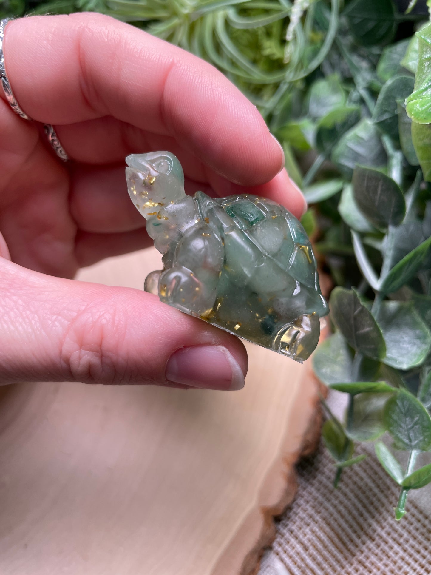 Resin Turtles with Crystal Chips