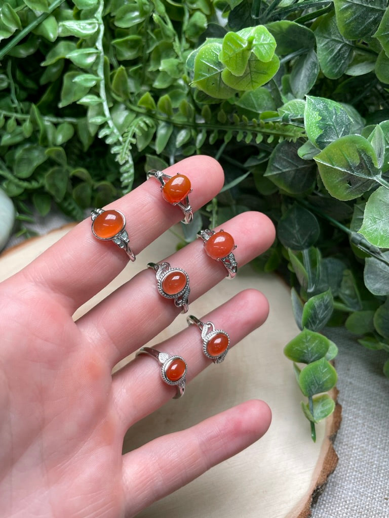 Orange Agate Adjustable Ring