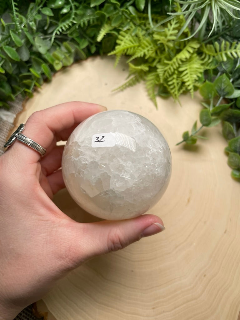 Quartz Mixture Sphere with Agate and/ or Flower Agate Inclusions