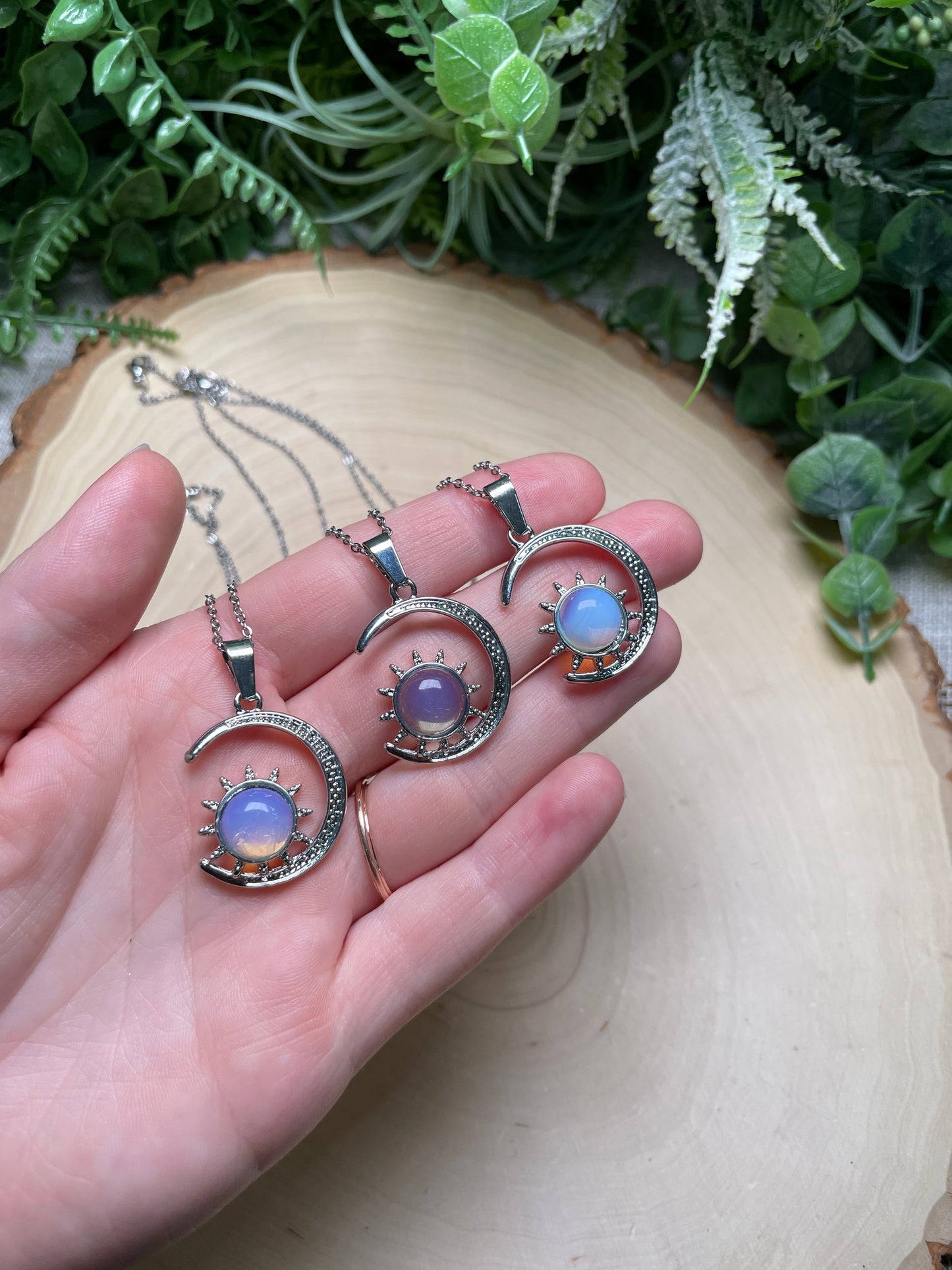 Crystal Moon and Sun Necklace