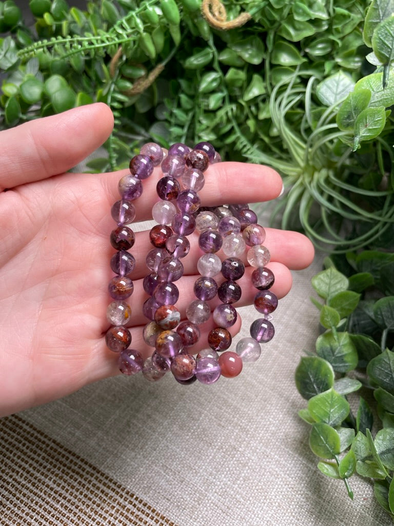 Purple Garden Quartz 8mm Beaded Bracelet