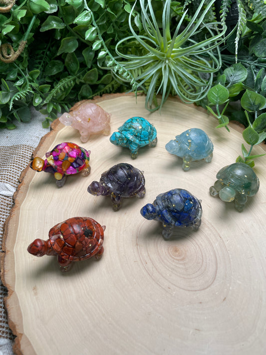 Resin Turtles with Crystal Chips