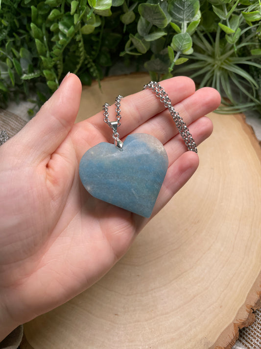 Angelite Chunky Heart Necklace
