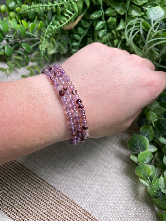 Purple Garden Quartz 4mm Beaded Bracelet