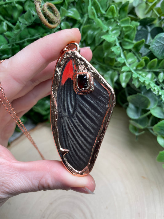 Garnet Butterfly Wing Necklace