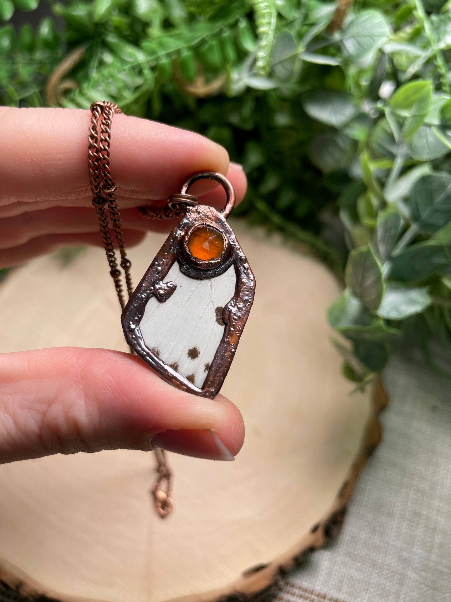 Orange Garnet Butterfly Wing Necklace