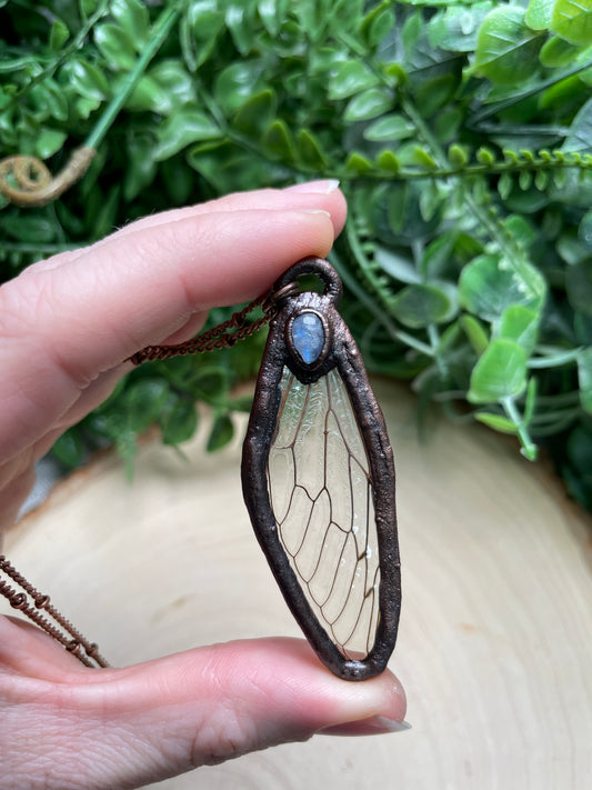 Moonstone Cicada Wing Necklace