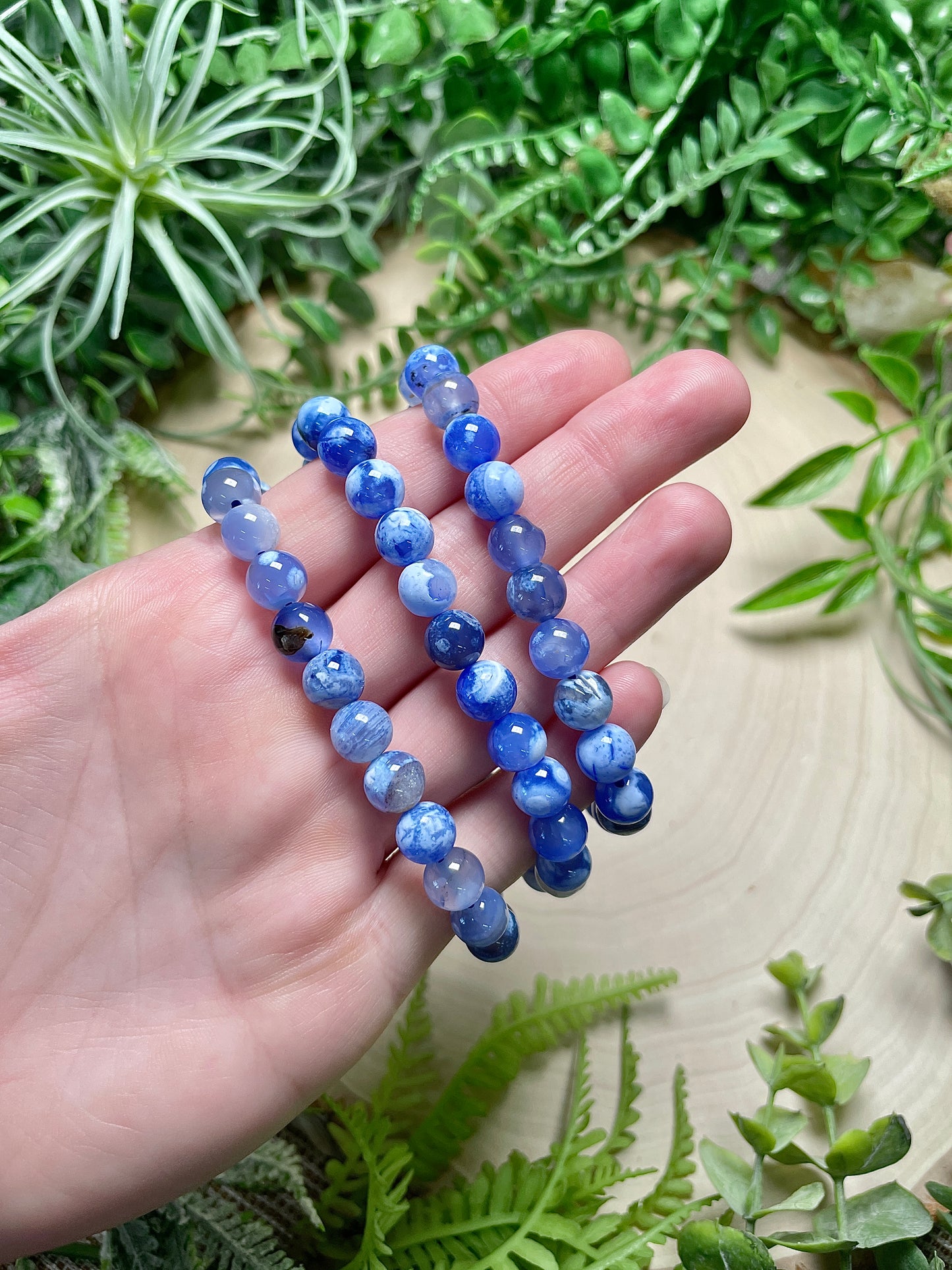 Dyed Blue Flower Agate Bracelet