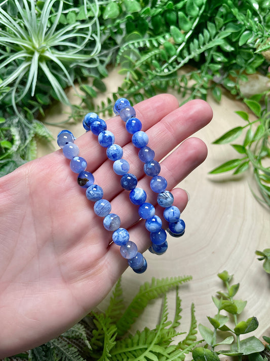 Dyed Blue Flower Agate Bracelet