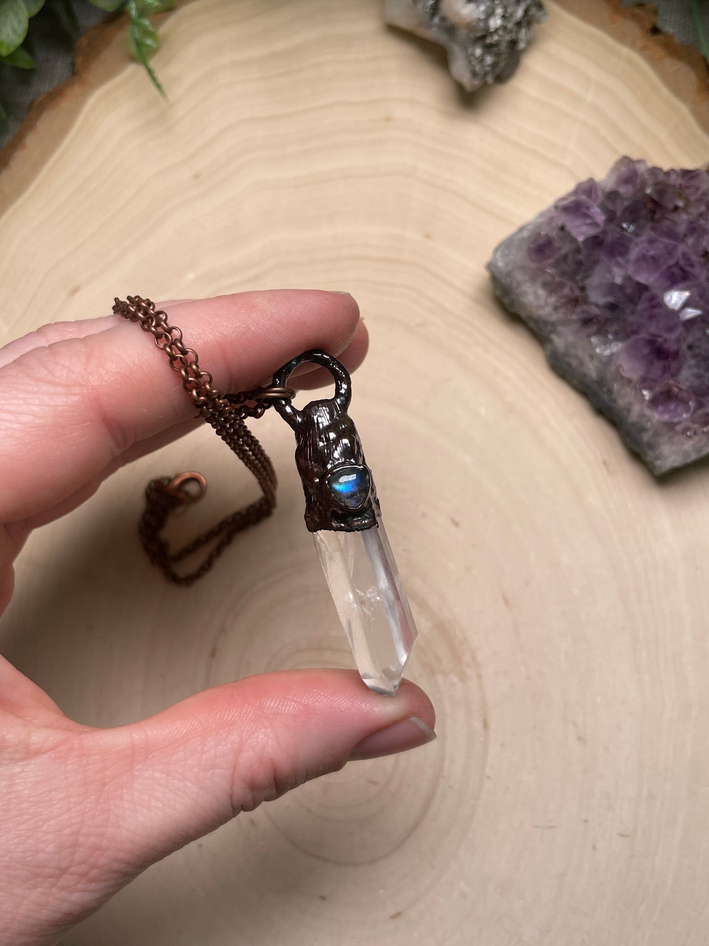 Labradorite and Clear Quartz Necklace