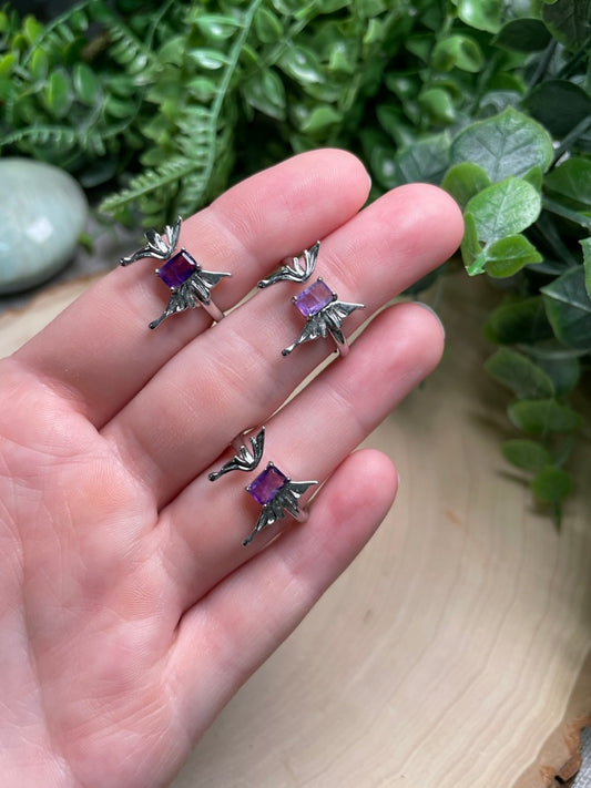 Amethyst Butterfly Adjustable Ring