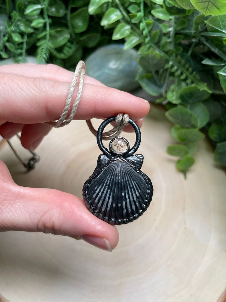 Scallop Shell and Quartz Necklace