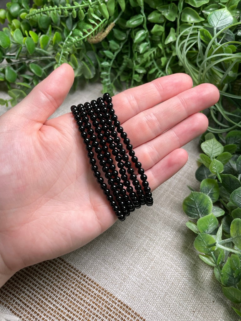 Obsidian 4mm Beaded Bracelet