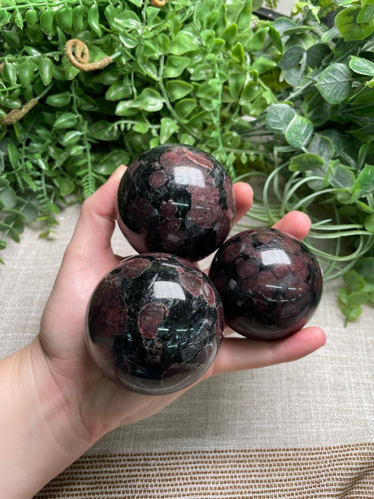 Garnet in Astrophyllite Sphere