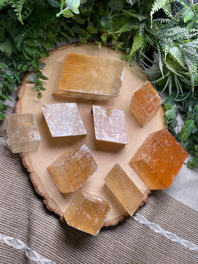 Honey Calcite Cube