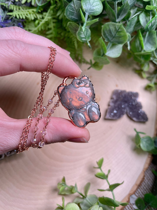 Hello Kitty- Labradorite Necklace