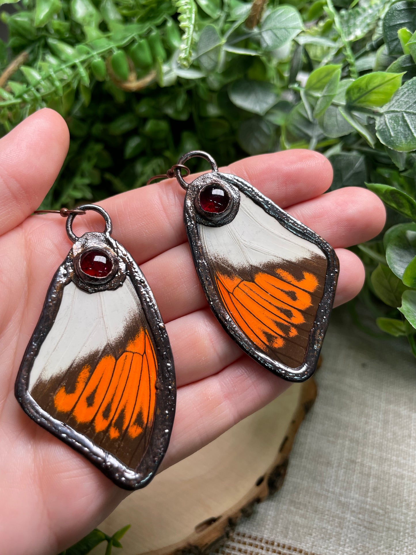 Garnet Butterfly Wing Earrings