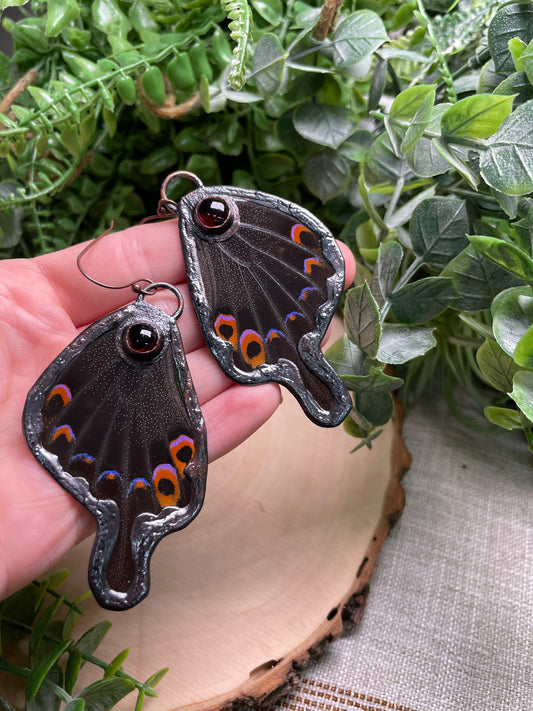 Garnet Butterfly Wing Earrings