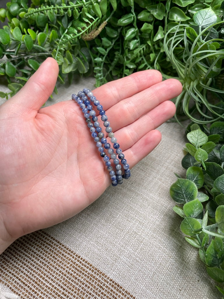 Blue Spotstone Jasper 4mm Beaded Bracelet