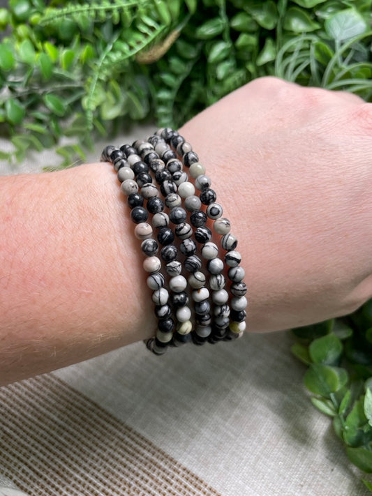 Spiderweb Jasper 4mm Beaded Bracelet