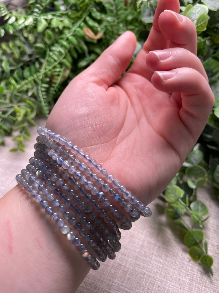 Labradorite 4mm Beaded Bracelet