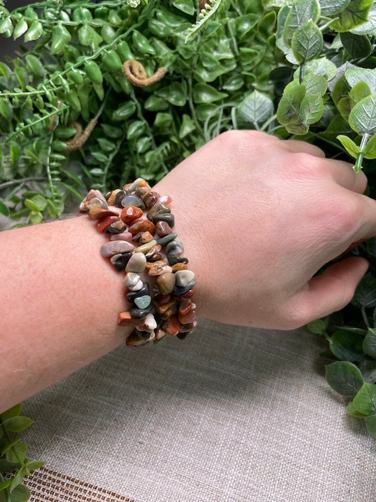 Polychrome Jasper Chip Bracelet