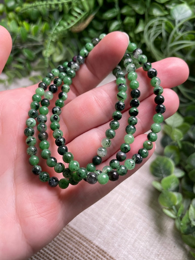 Ruby in Zoisite 4mm Beaded Bracelet