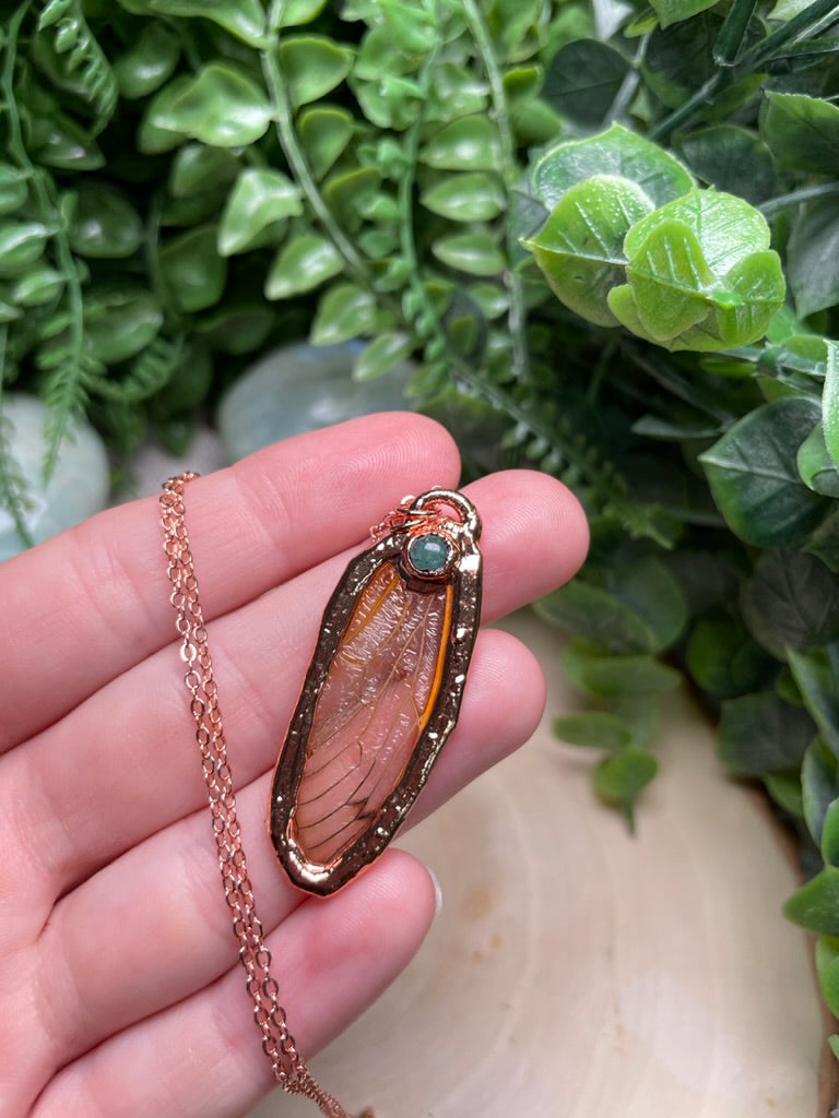 Cicada Wing and Green Aventurine Necklace