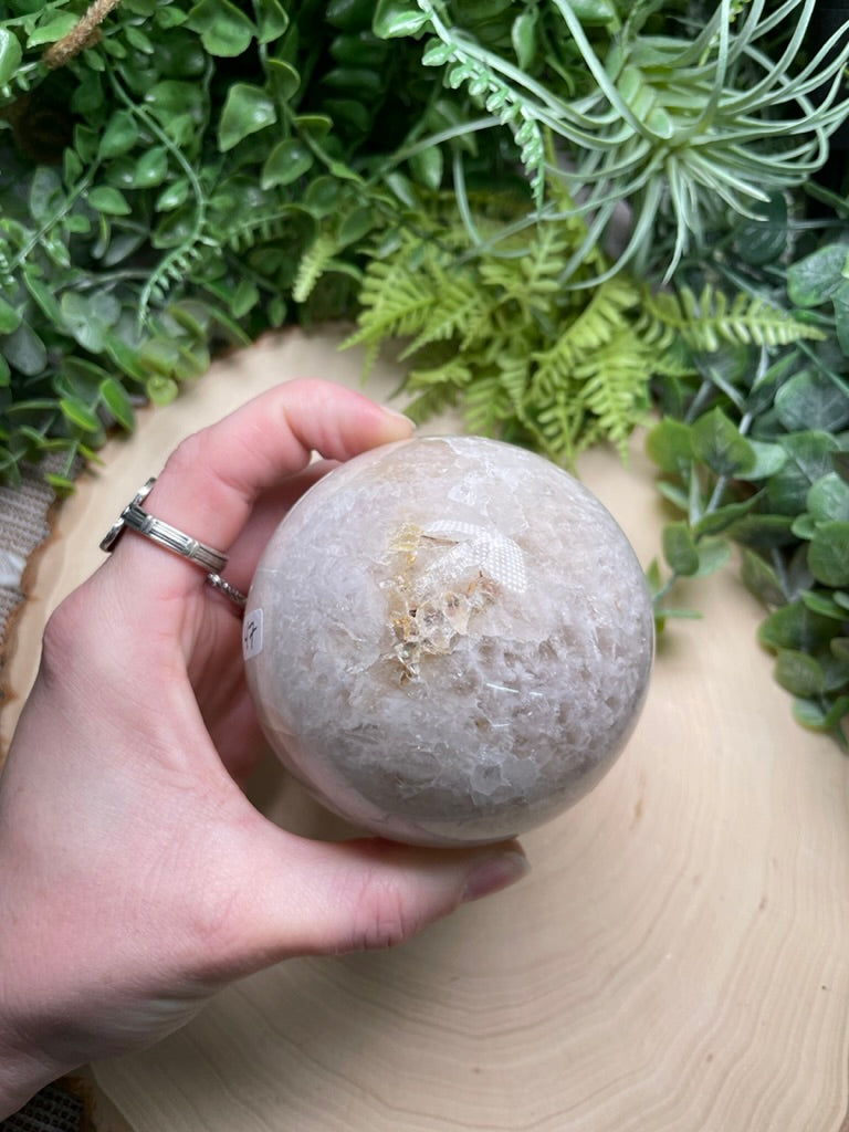 Quartz and Flower Agate Sphere