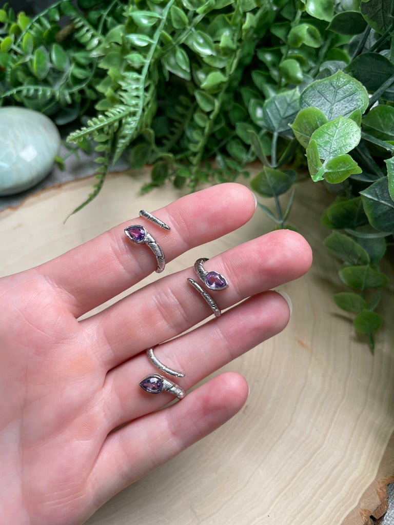 Amethyst Snake Adjustable Ring