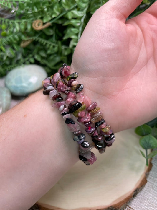 Watermelon Tourmaline Chip Bracelet