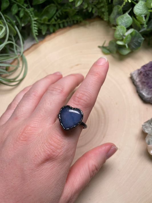 Blue Aventurine Heart Ring Size 11
