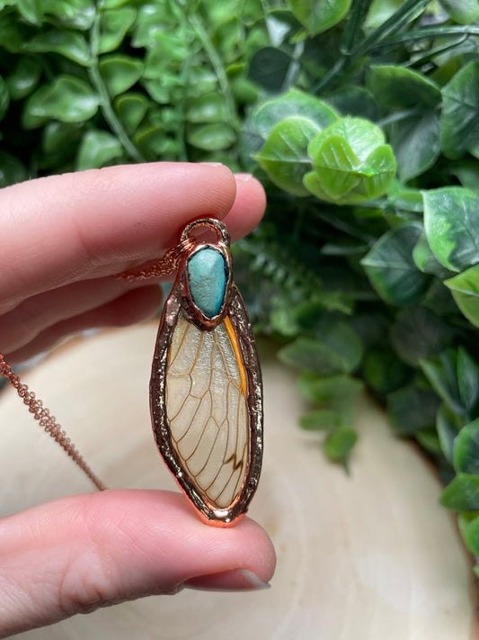 Cicada Wing and Natural Turquoise Necklace