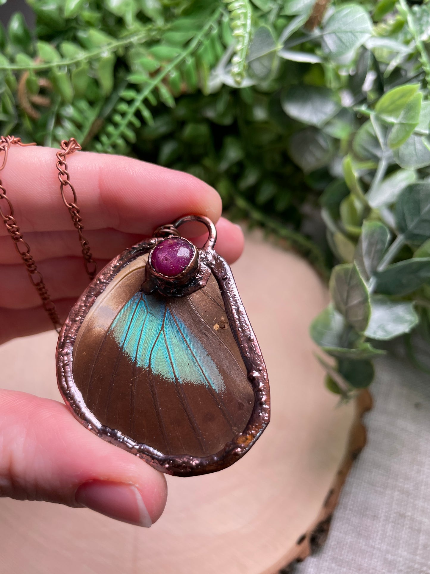 Star Ruby Butterfly Wing Necklace