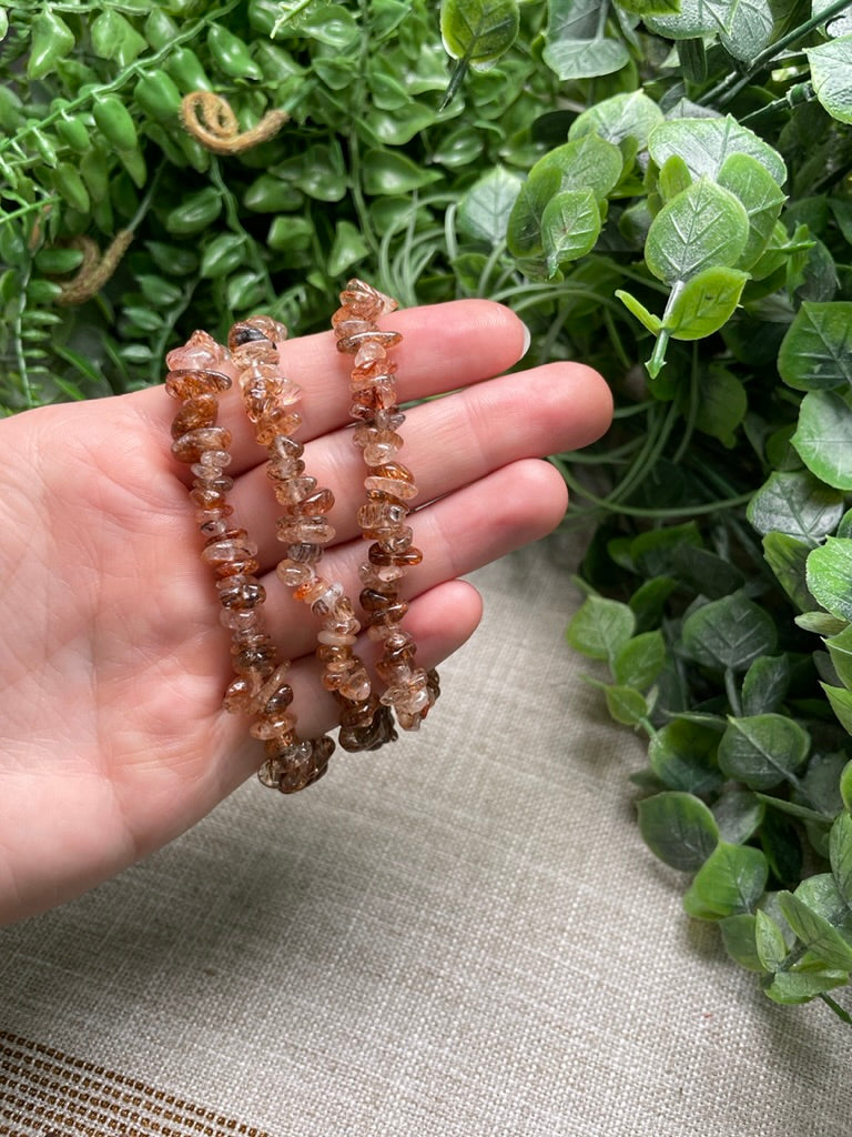 Red Rutile Quartz Chip Bracelet