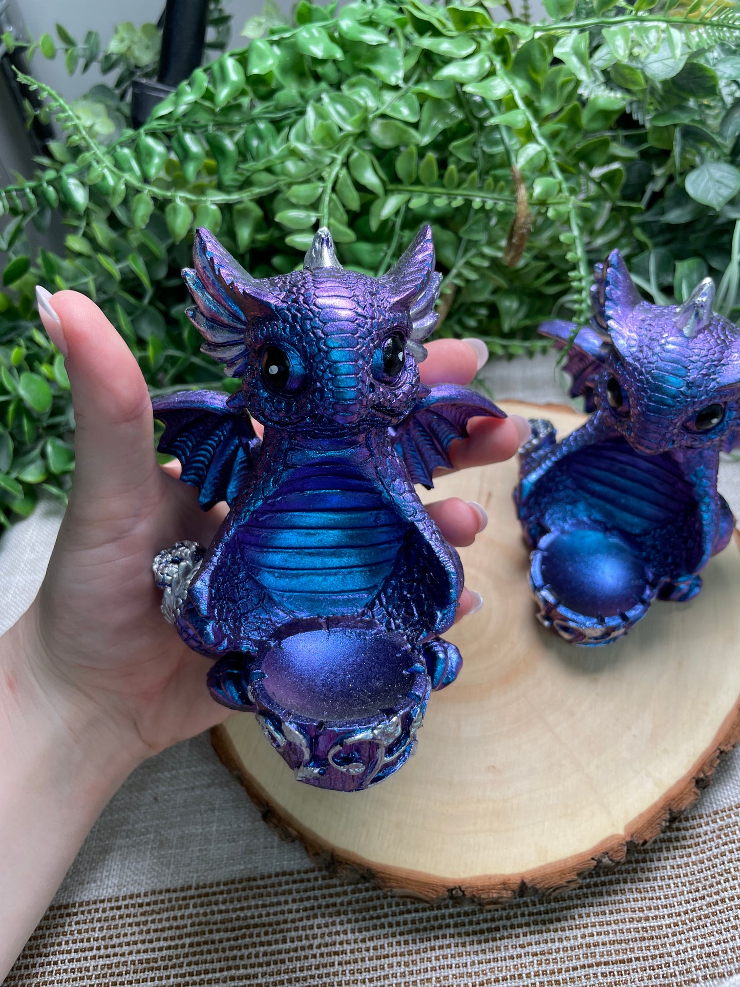 Resin Baby Dragon Sphere Stand