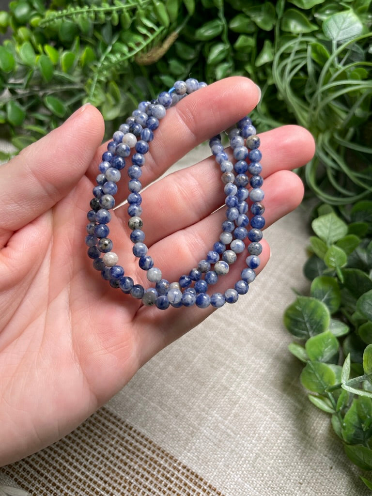 Blue Spotstone Jasper 4mm Beaded Bracelet