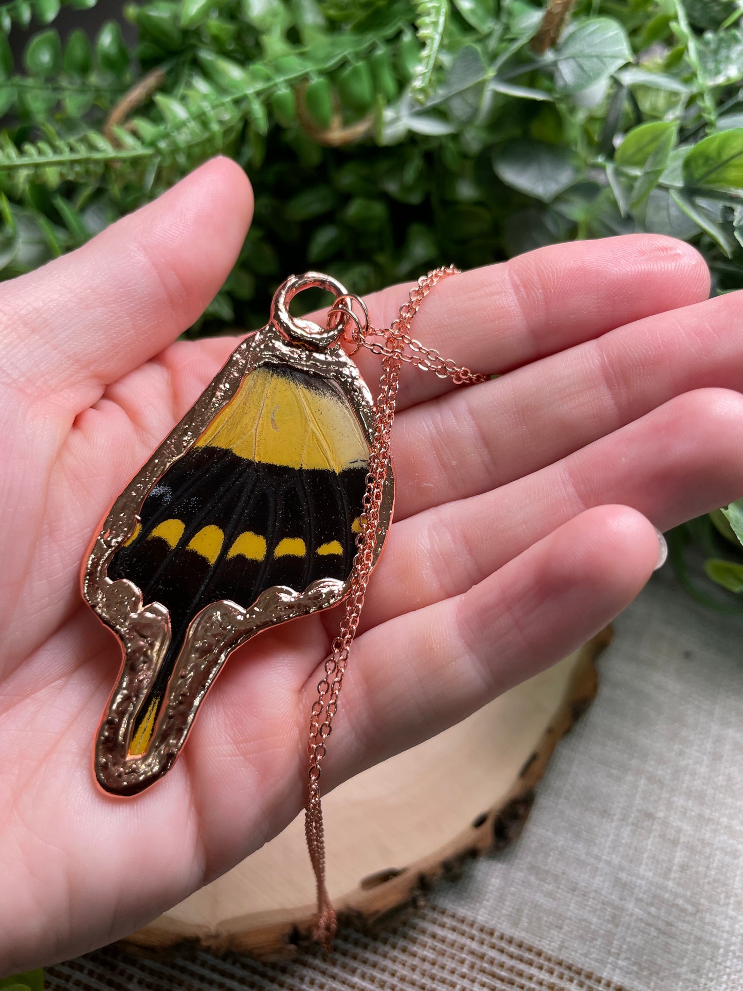 Gold Rutile Quartz Butterfly Wing Necklace