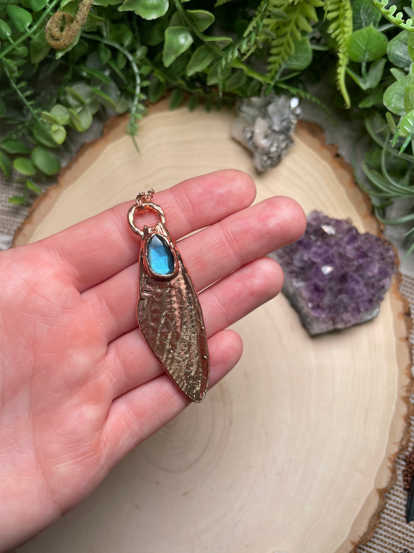 Labradorite Cicada Wing Necklace