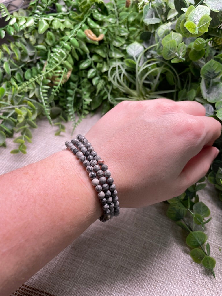 Lace Agate 4mm Beaded Bracelet