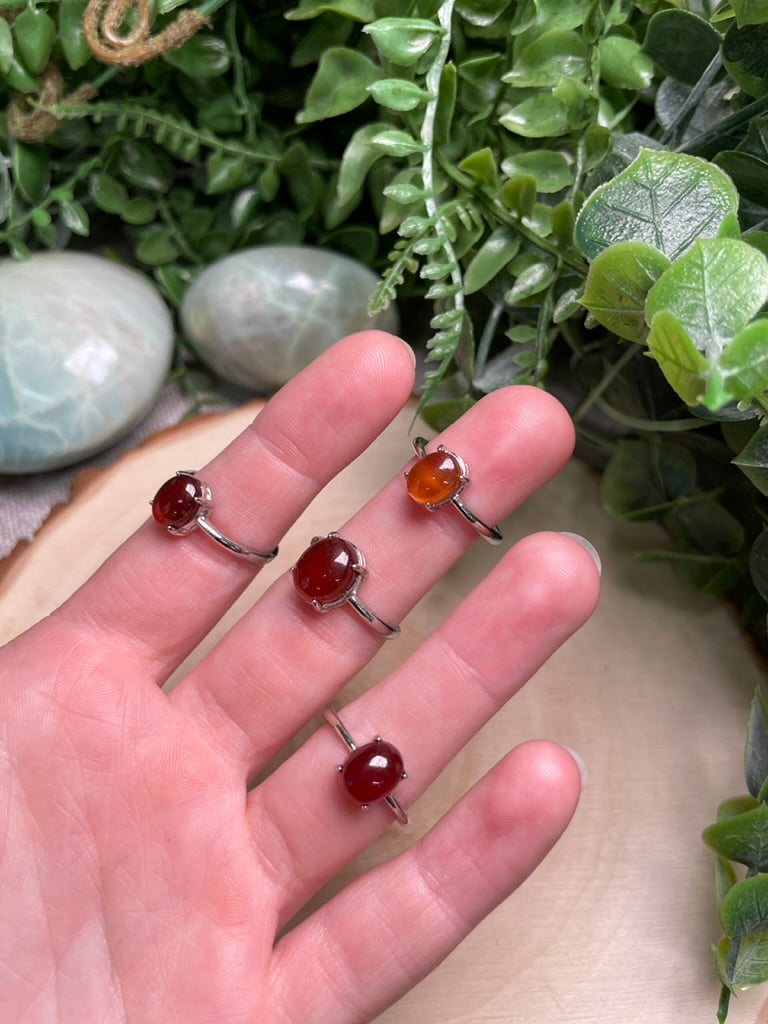 Red Agate Adjustable Ring